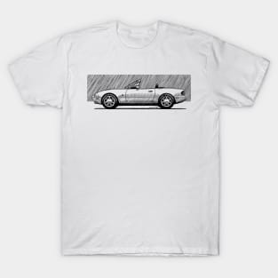 Handmade pen drawing of the Japanese roadster NA T-Shirt